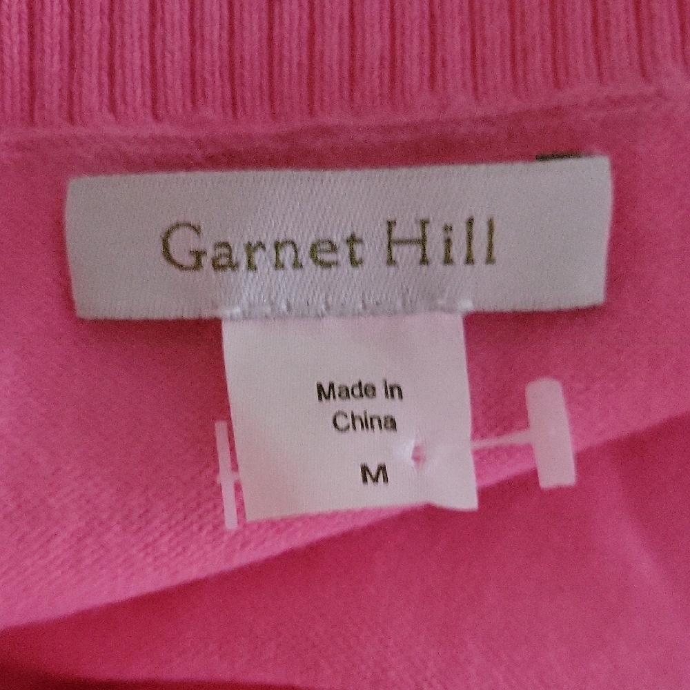 Garnet Hill Pink Cardigan with Embroidered White Floral Design.  NWOT. - Picture 5 of 6